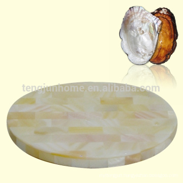 round white shell coaster